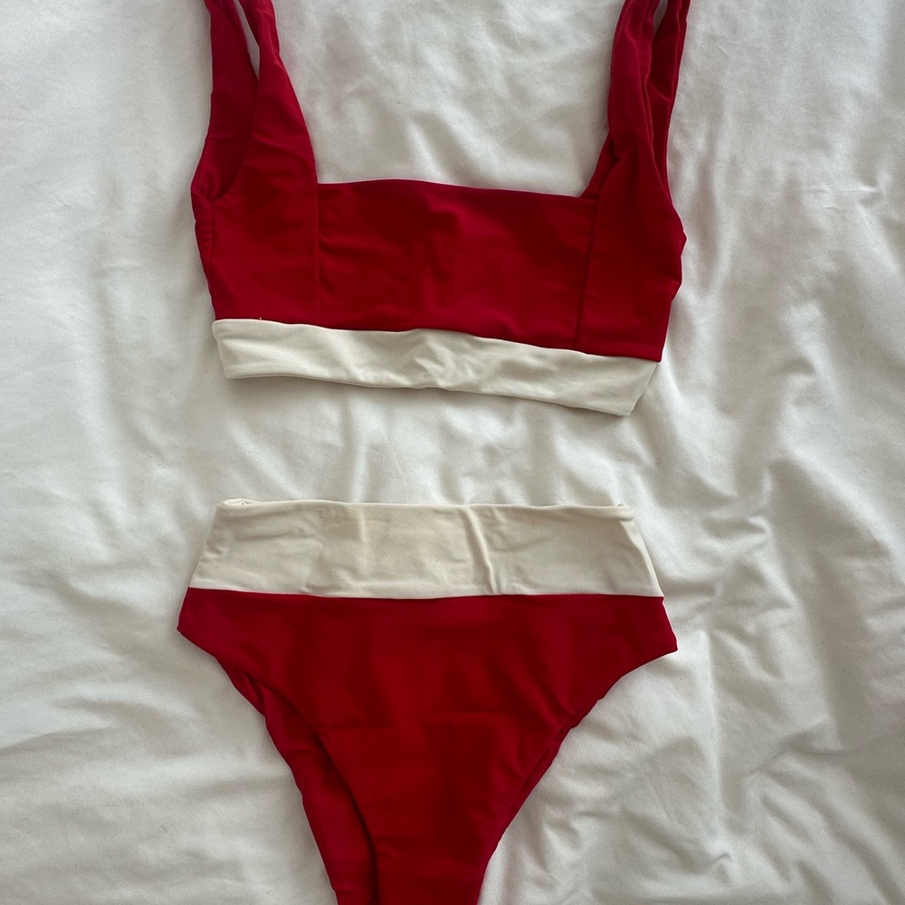 Tula Rosa Red and White Bikini Set